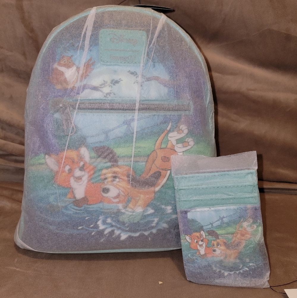 Loungefly Disney's Fox and the Hound Mini backpack w/ card wallet